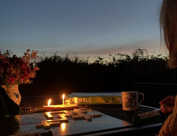 Sunset and scrabble